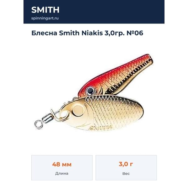 Блесна Smith Niakis 3,0гр. №06