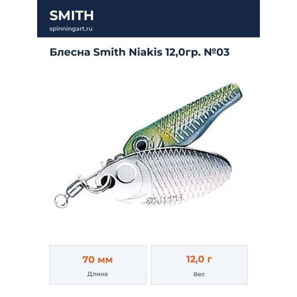 Блесна Smith Niakis 12,0гр. №03
