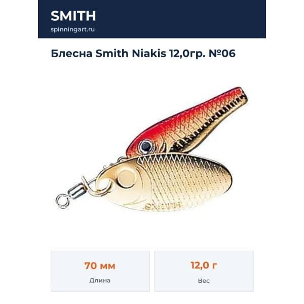 Блесна Smith Niakis 12,0гр. №06