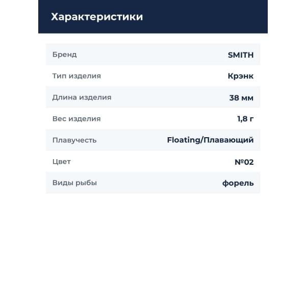 Воблер Smith Calmo MR-F 38мм. 1,8гр. №02