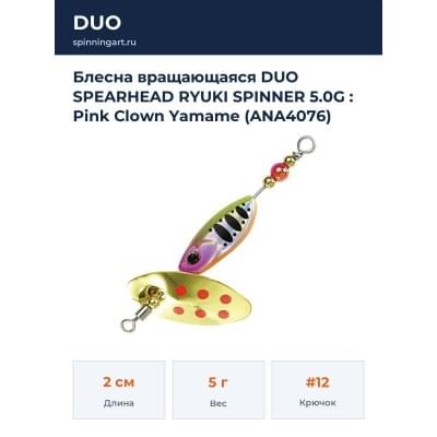 Блесна вращающаяся DUO SPEARHEAD RYUKI SPINNER 5.0G : Pink Clown Yamame (ANA4076)