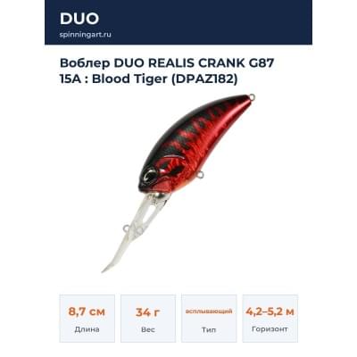 Воблер DUO REALIS CRANK G87 15A : Blood Tiger (DPAZ182)