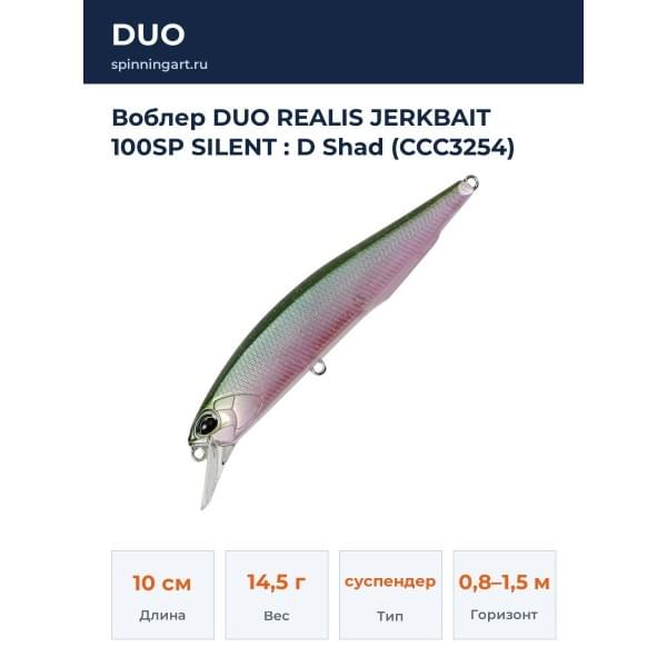 Воблер DUO REALIS JERKBAIT 100SP SILENT : D Shad (CCC3254)