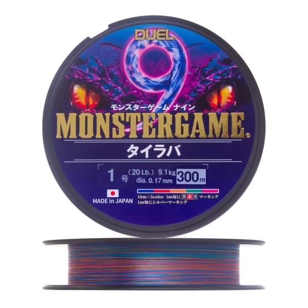 Шнур плетеный Duel Monster Game 9 Tairaba #1.0 300м  9.1кг 0.17мм (5 color)