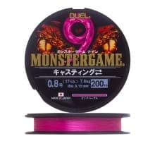 Шнур плетеный Duel Monster Game 9 Casting #0.8 200м  7.8кг 0.15мм (pink purple)