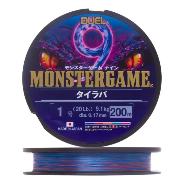 Шнур плетеный Duel Monster Game 9 Tairaba #1.0 200м  9.1кг 0.17мм (5 color)