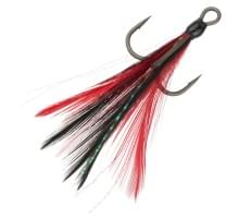 Крючок тройной BKK с опушкой Feathered Spear 21-SS (A-ET-6164) #5 (3шт) Red-Black