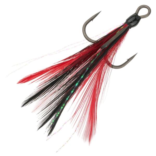 Крючок тройной BKK с опушкой Feathered Spear 21-SS (A-ET-6164) #5 (3шт) Red-Black