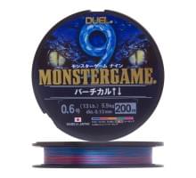 Шнур плетеный Duel Monster Game 9 Vertical #0.6 200м  5.9кг 0.13мм (5 color)