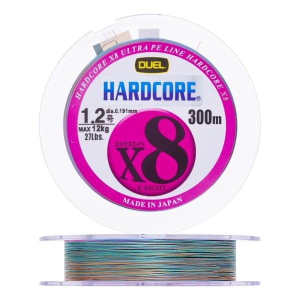 Плетеный шнур DUEL HARDCORE X8 300m #1.0 5COLOR-YELLOW MARKING 9.0Kg