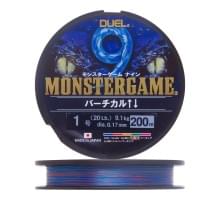 Шнур плетеный Duel Monster Game 9 Vertical #1.0 200м  9.1кг 0.17мм (5 color)