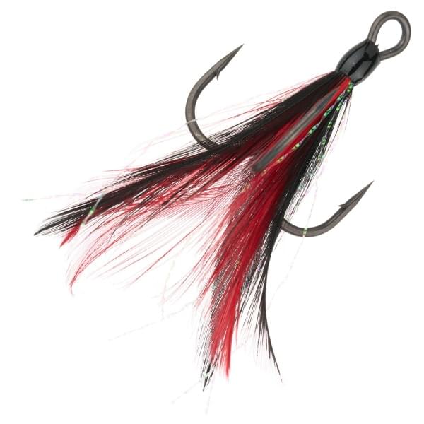 Крючок тройной BKK с опушкой Feathered Spear 21-SS (A-ET-6167) #1 (3шт) Red-Black