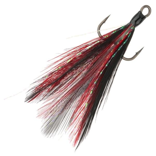 Крючок тройной BKK с опушкой Feathered Spear 21-SS (A-ET-6162) #8 (3шт) Red-Black