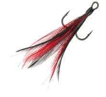 Крючок тройной BKK с опушкой Feathered Spear 21-SS (A-ET-6165) #4 (3шт) Red-Black