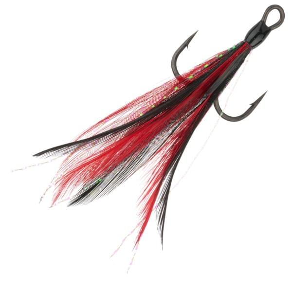 Крючок тройной BKK с опушкой Feathered Spear 21-SS (A-ET-6165) #4 (3шт) Red-Black