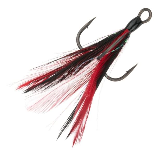 Крючок тройной BKK с опушкой Feathered Spear 21-SS (A-ET-6166) #2 (3шт) Red-Black