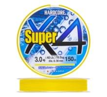 Плетеный шнур Duel Hardcore Super X4 150m Hi-Vis Yellow #3,0 (0,3мм)
