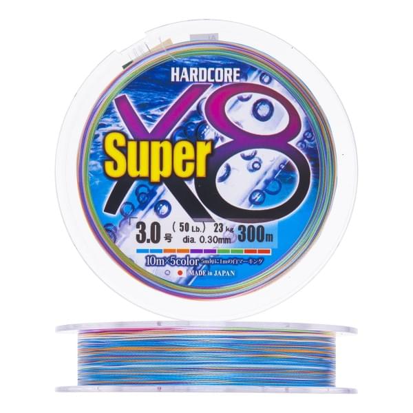 Плетеный шнур Duel PE Hardcore Super X8 300m 5Color #3,0 (0,30мм) 23,0kg