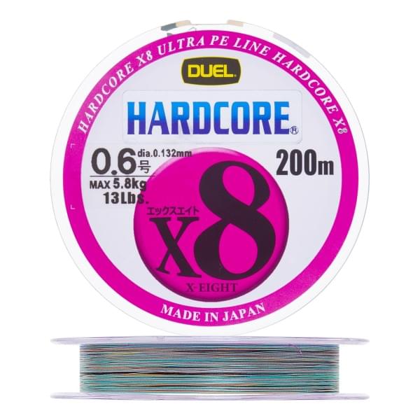 Плетеный шнур Duel PE Hardcore X8 200m 5Color-Yellow marking #0,6 (0,132мм) 5,8kg