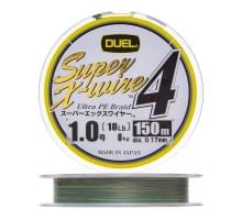 Плетеный шнур Duel PE Super X-Wire 4 150m 5Color-Yellow Marking #1,0 (0,17мм) 8,0kg