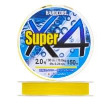 Плетеный шнур Duel Hardcore Super X4 150m Hi-Vis Yellow #2,0 (0,24мм)