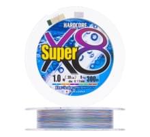 Плетеный шнур Duel PE Hardcore Super X8 300m 5Color #1,0 (0,17мм) 9,0kg