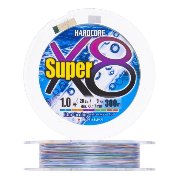 Плетеный шнур Duel PE Hardcore Super X8 300m 5Color #1,0 (0,17мм) 9,0kg