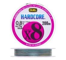 Плетеный шнур Duel PE Hardcore X8 200m 5Color-Yellow marking #0,8 (0,153мм) 7,0kg