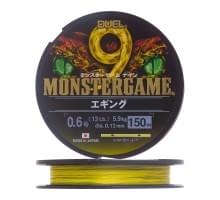 Шнур плетеный Duel Monster Game 9 Eging #0,6 0,13мм 150м (yellow+black marking)