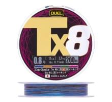 Плетеный шнур Duel PE Tx8 200m 5Color #0,8 (0,15мм) 7,7kg