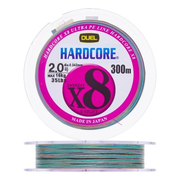 Плетеный шнур Duel PE Hardcore X8 300m 5Color-Yellow marking #2,0 (0,242мм) 16,0kg