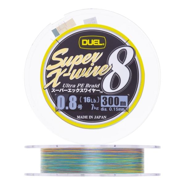 Плетеный шнур Duel PE Super X-Wire 8 300m 5Color-Yellow Marking #0,8 (0,15мм) 7,0kg
