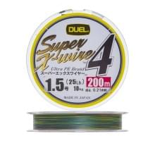 Плетеный шнур Duel PE Super X-Wire 4 200m 5Color-Yellow Marking #1,5 (0,21мм) 10,0kg