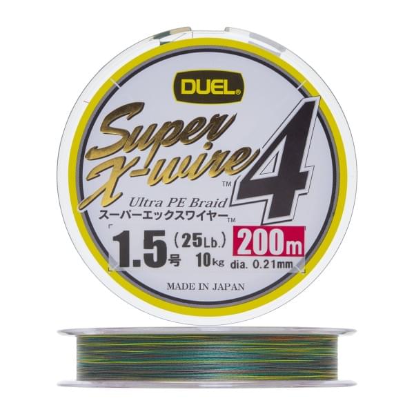 Плетеный шнур Duel PE Super X-Wire 4 200m 5Color-Yellow Marking #1,5 (0,21мм) 10,0kg