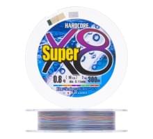 Плетеный шнур Duel PE Hardcore Super X8 300m 5Color #0,8 (0,15мм) 7,0kg