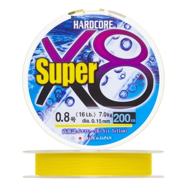 Плетеный шнур Duel Hardcore Super X8 200m Hi-Vis Yellow #0,6 (0,13мм)