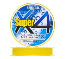 Плетеный шнур Duel Hardcore Super X4 150m Hi-Vis Yellow #2,5 (0,27мм)