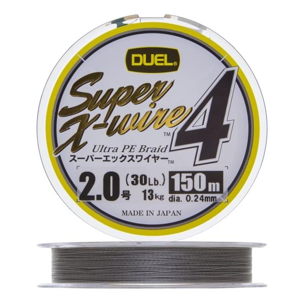 Плетеный шнур Duel PE Super X-Wire 4 150m Silver #2,0 (0,24мм) 13kg