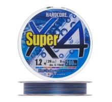 Плетеный шнур Duel PE Hardcore Super X4 200m 5Color #1,2 (0,19мм) 9,0kg