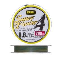 Плетеный шнур Duel PE Super X-Wire 4 200m 5Color-Yellow Marking #0,6 (0,13мм) 5,4kg
