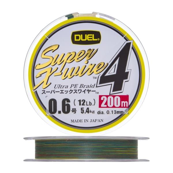 Плетеный шнур Duel PE Super X-Wire 4 200m 5Color-Yellow Marking #0,6 (0,13мм) 5,4kg