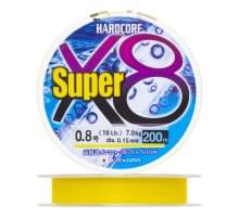 Плетеный шнур Duel Hardcore Super X8 200m Hi-Vis Yellow #0,8 (0,15мм)