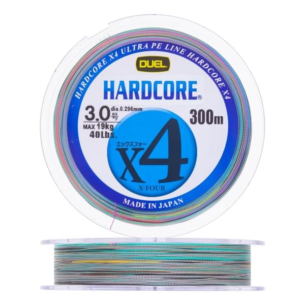 Плетеный шнур Duel PE Hardcore X4 300m 5Color-Yellow marking #3,0 (0,296мм) 19,0kg