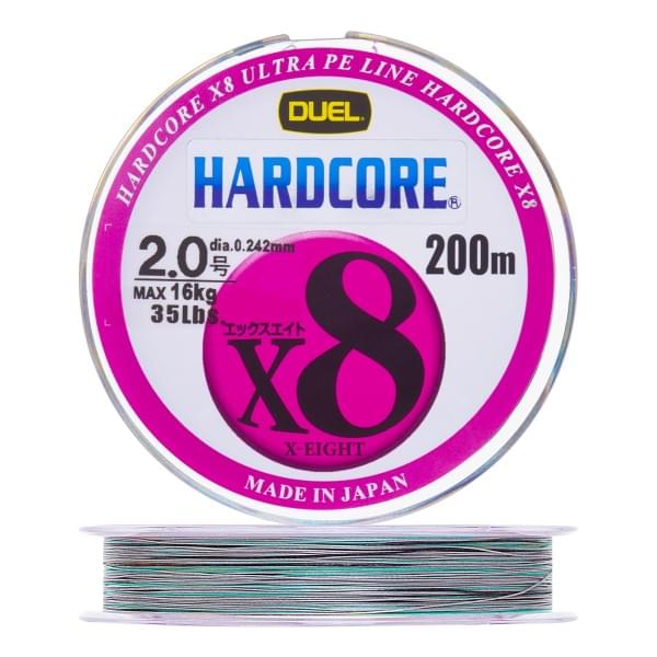 Плетеный шнур Duel PE Hardcore X8 200m 5Color-Yellow marking #2,0 (0,242мм) 16,0kg
