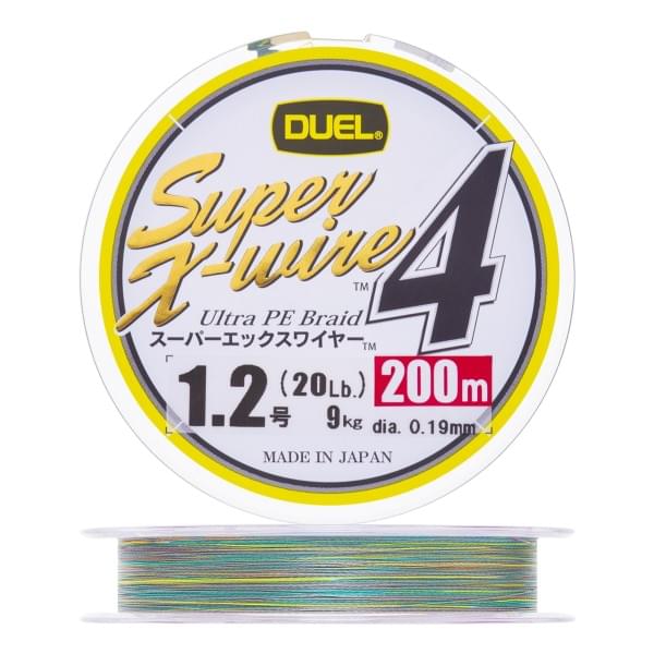 Плетеный шнур Duel PE Super X-Wire 4 200m 5Color-Yellow Marking #1,2 (0,19мм) 9,0kg