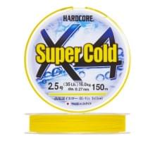 Плетеный шнур Duel Hardcore Super Cold X4 150m Hi-Vis Yellow #2,5 (0,27мм)