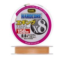 Плетеный шнур Duel PE Hardcore X8 Eging 150m Milky Orange #0,6 (0,132мм) 5,8kg