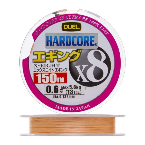Плетеный шнур Duel PE Hardcore X8 Eging 150m Milky Orange #0,6 (0,132мм) 5,8kg