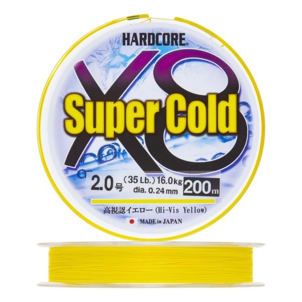 Плетеный шнур Duel Hardcore Super Cold X8 200m Hi-Vis Yellow #2,0 (0,24мм)