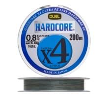 Плетеный шнур Duel PE Hardcore X4 200m Yellow-Marking #0,8 (0,153мм) 6,4kg